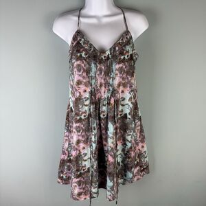 ecote Watercolor Floral Pintuck Pleated Mini Dress Women's Size Small